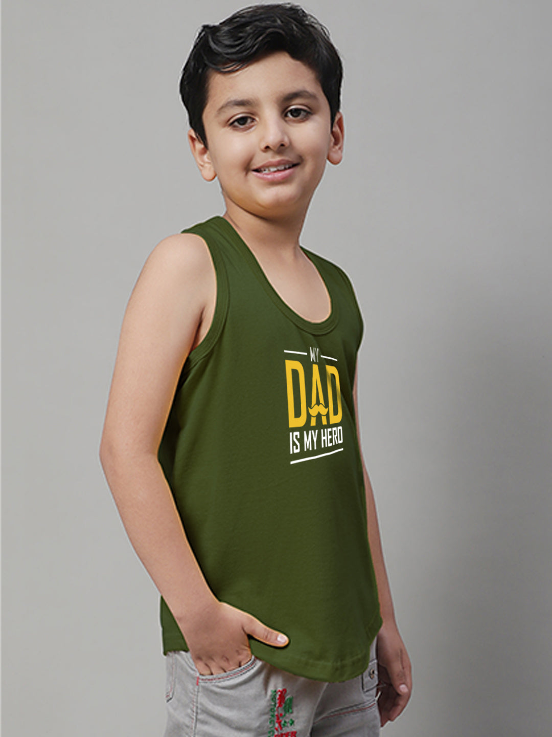 Boys My Dad Is My Hero Printed Regular Fit Vest - Friskers
