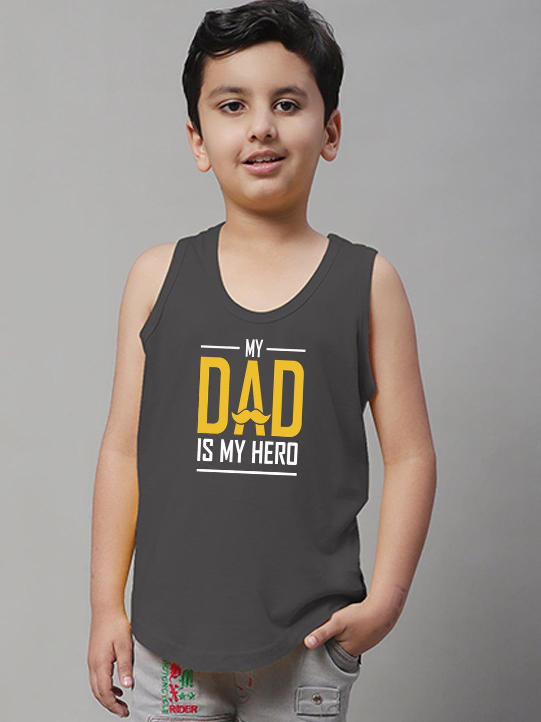 Boys My Dad Is My Hero Printed Regular Fit Vest - Friskers