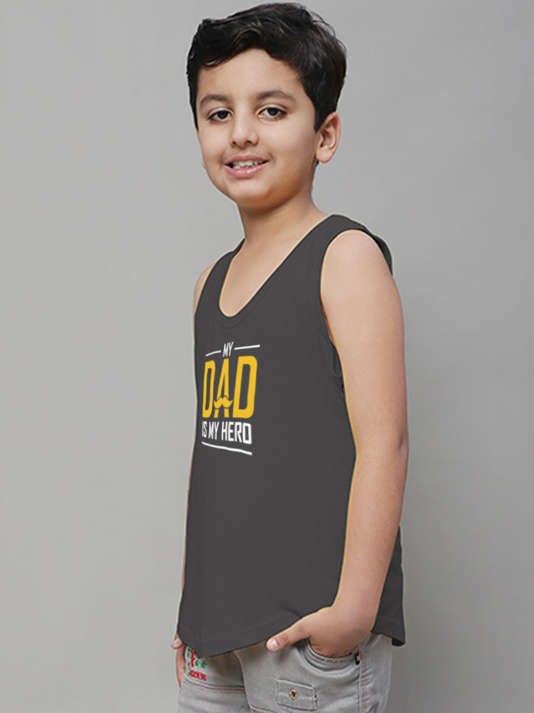 Boys My Dad Is My Hero Printed Regular Fit Vest - Friskers