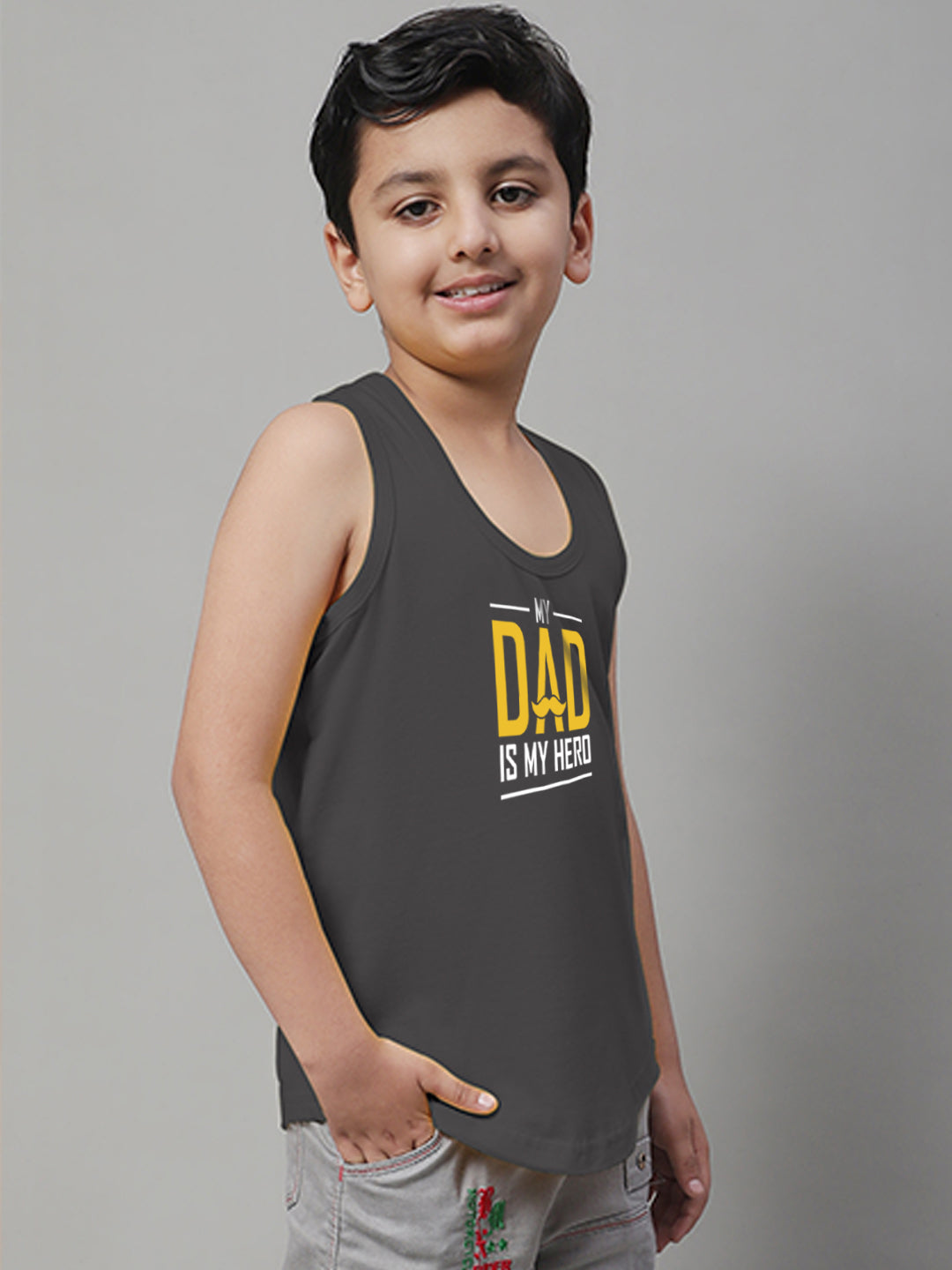 Boys My Dad Is My Hero Printed Regular Fit Vest - Friskers