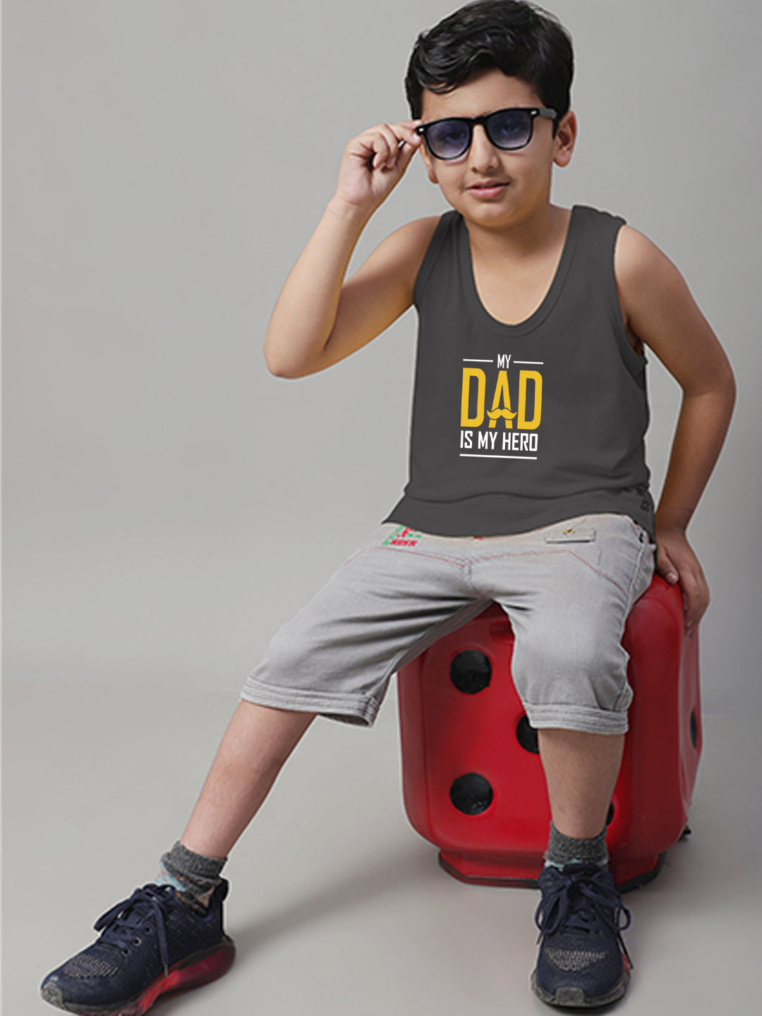 Boys My Dad Is My Hero Printed Regular Fit Vest - Friskers