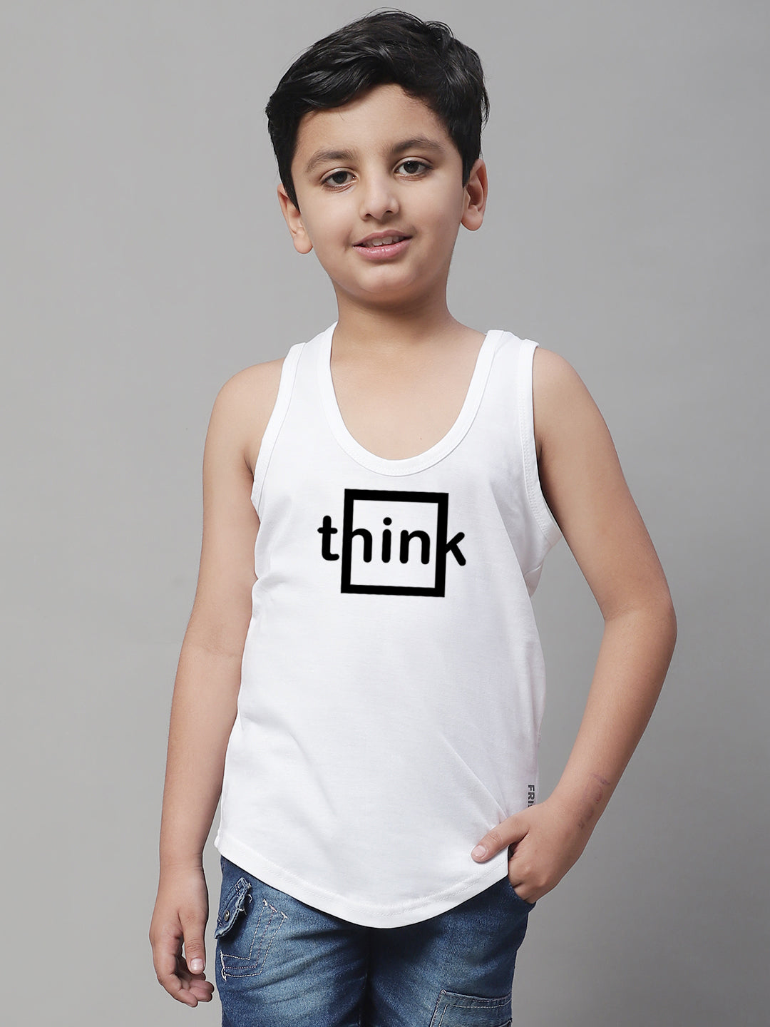 Boys Think Printed Regular Fit Vest - Friskers