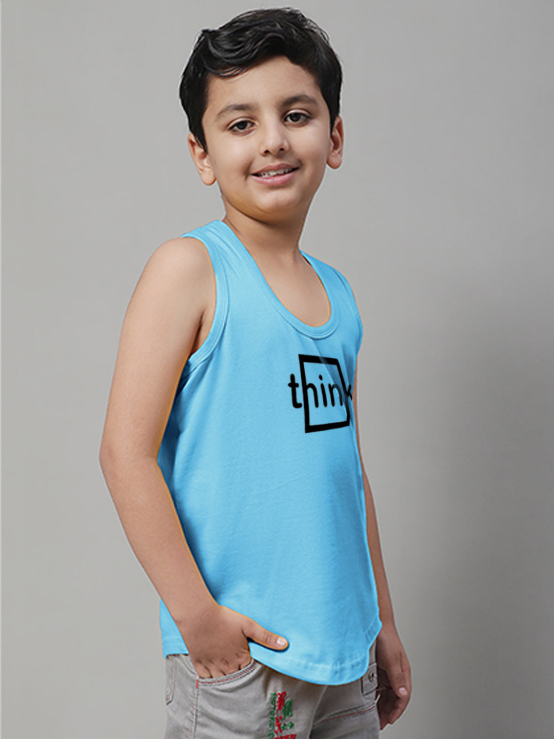 Boys Think Printed Regular Fit Vest - Friskers