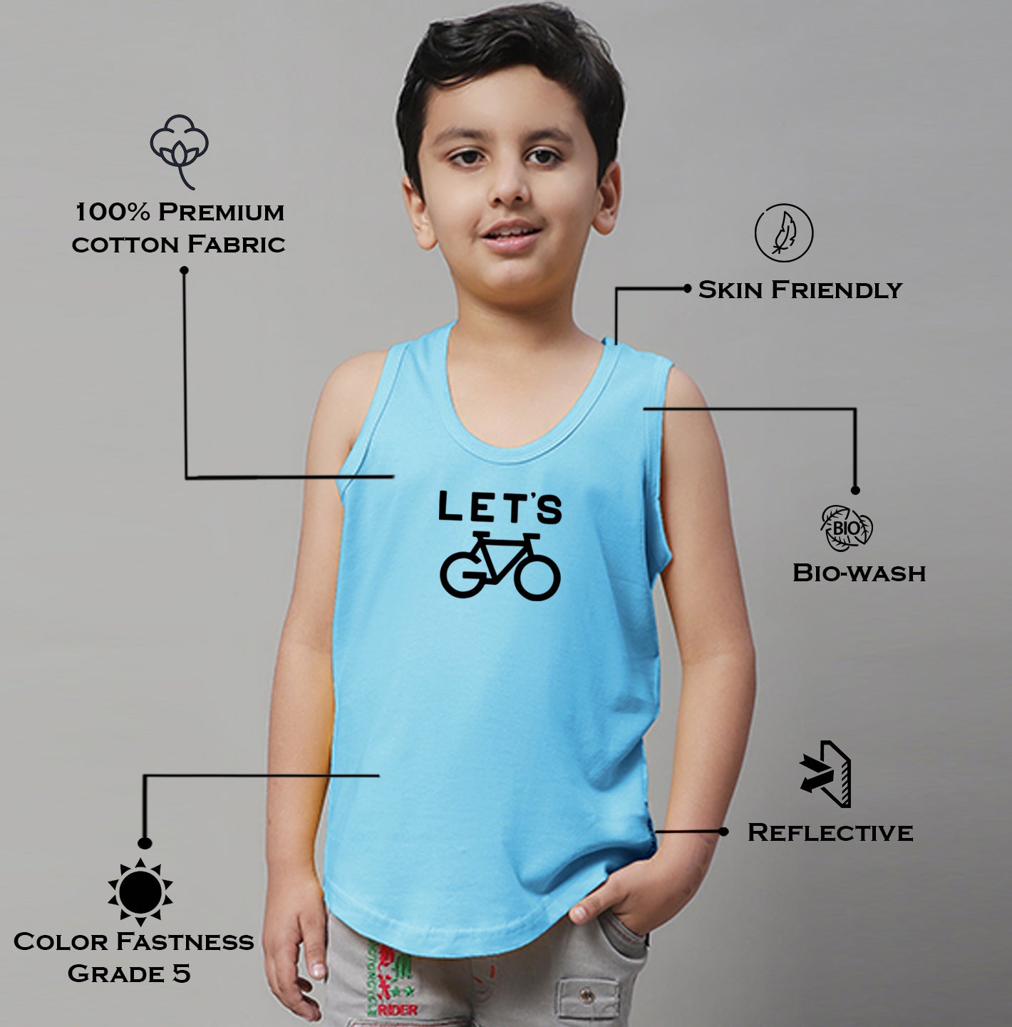 Boys Lets Printed Regular Fit Vest - Friskers