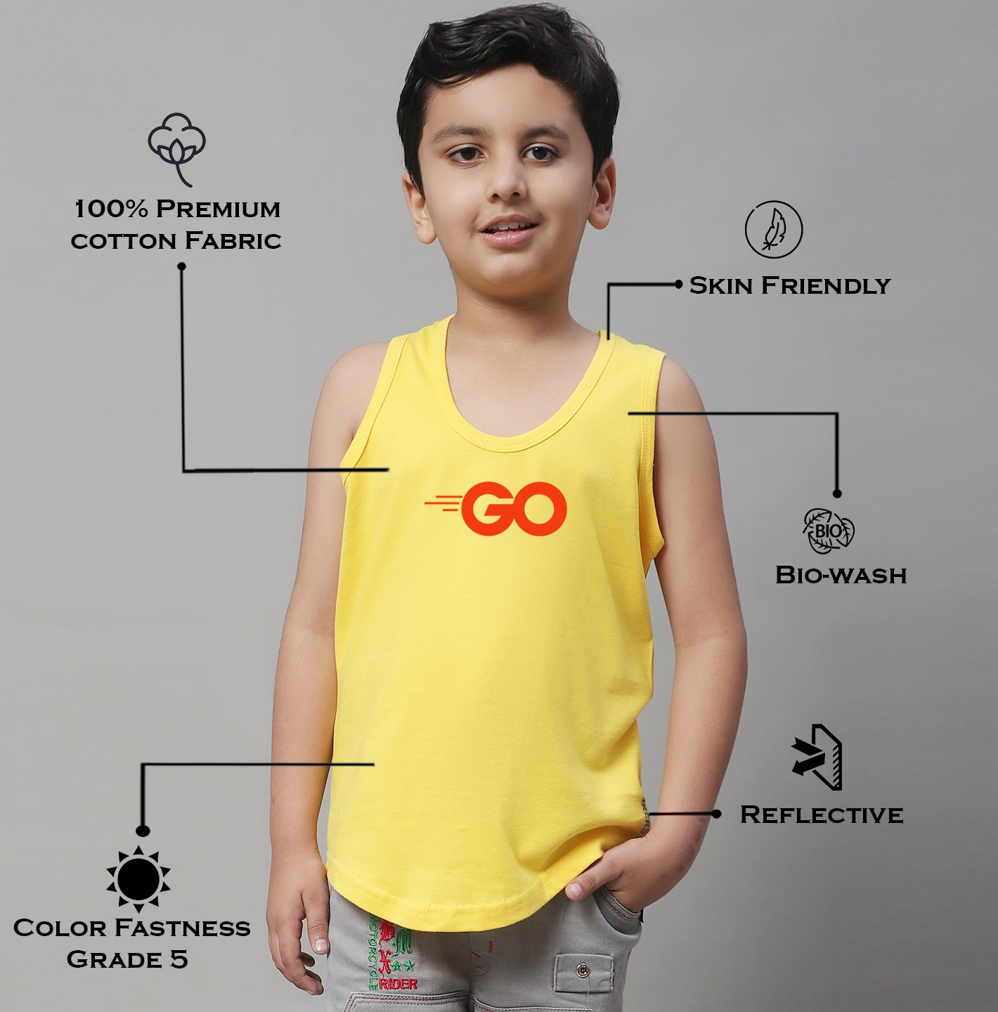 Boys Go Printed Regular Fit Vest - Friskers