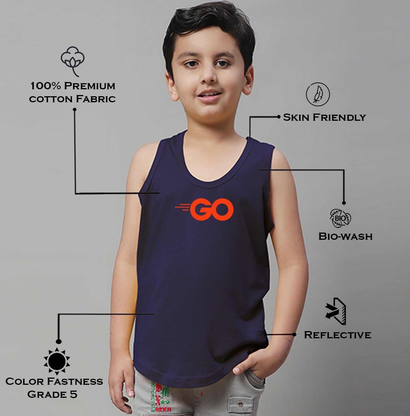 Boys Go Printed Regular Fit Vest - Friskers