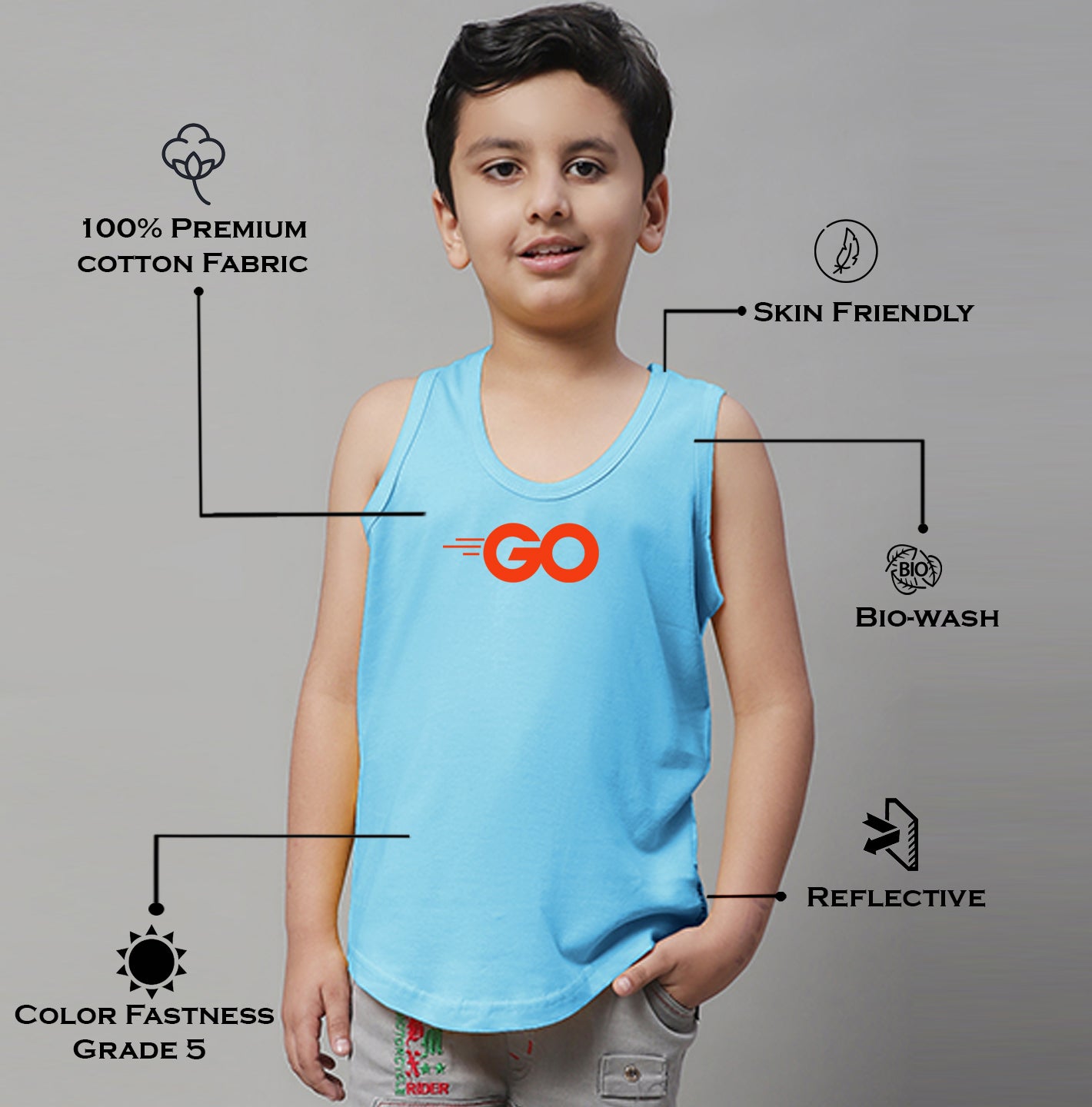 Boys Go Printed Regular Fit Vest - Friskers