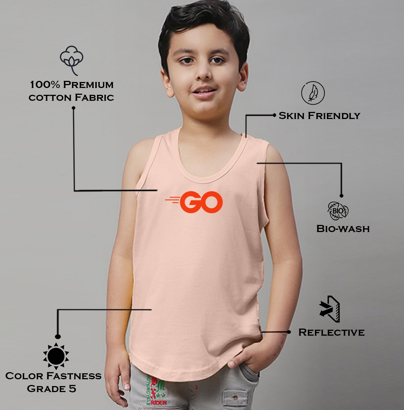 Boys Go Printed Regular Fit Vest - Friskers