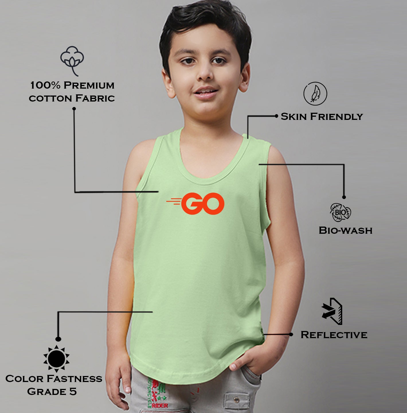 Boys Go Printed Regular Fit Vest - Friskers