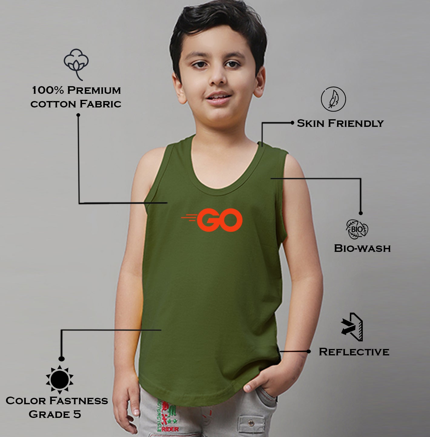 Boys Go Printed Regular Fit Vest - Friskers