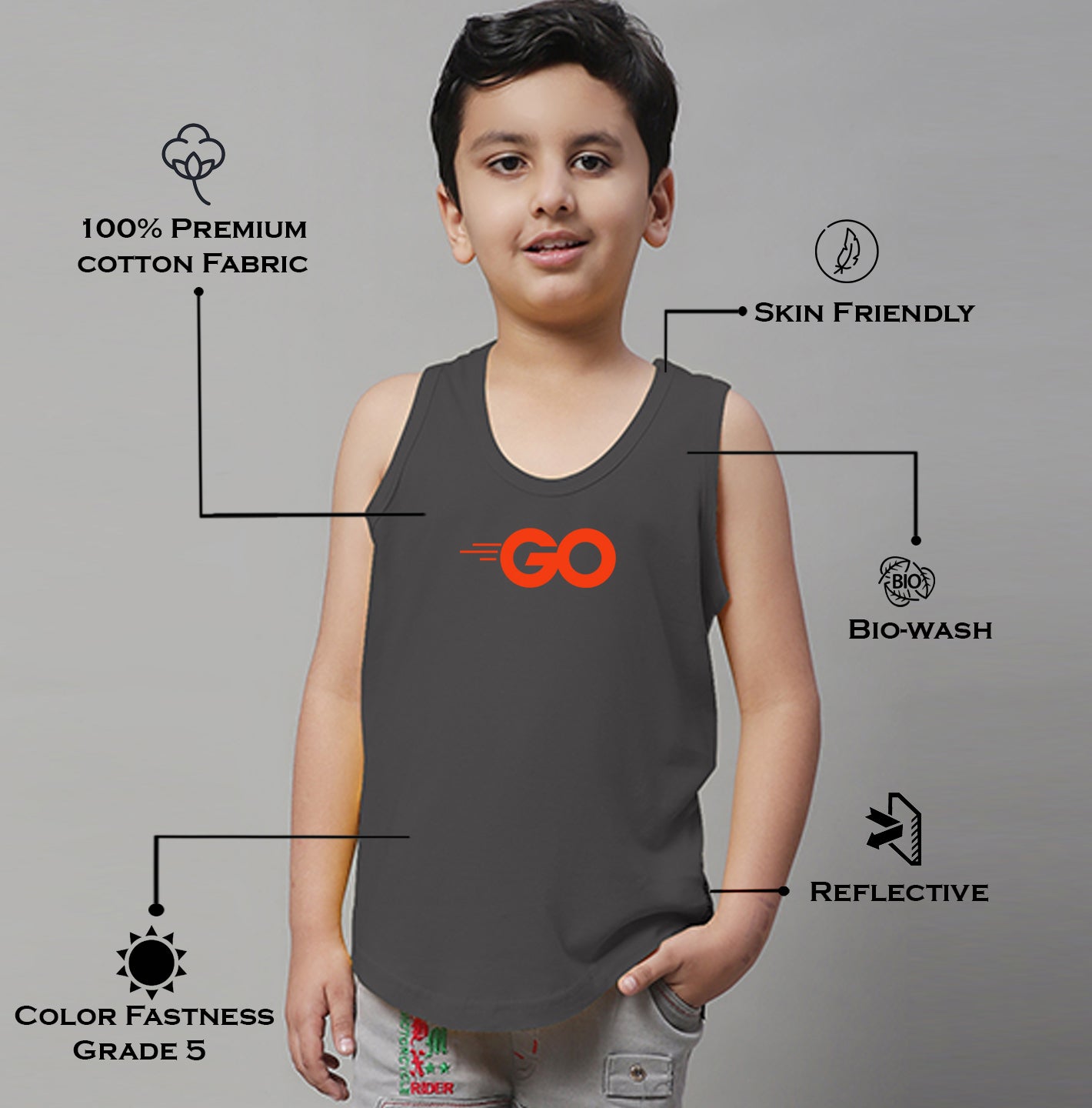 Boys Go Printed Regular Fit Vest - Friskers