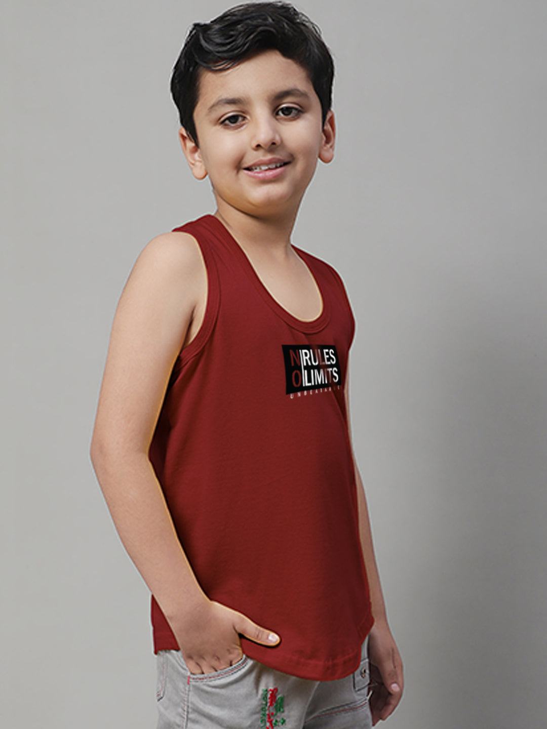 Boys No Rules No Limits Printed Regular Fit Vest - Friskers