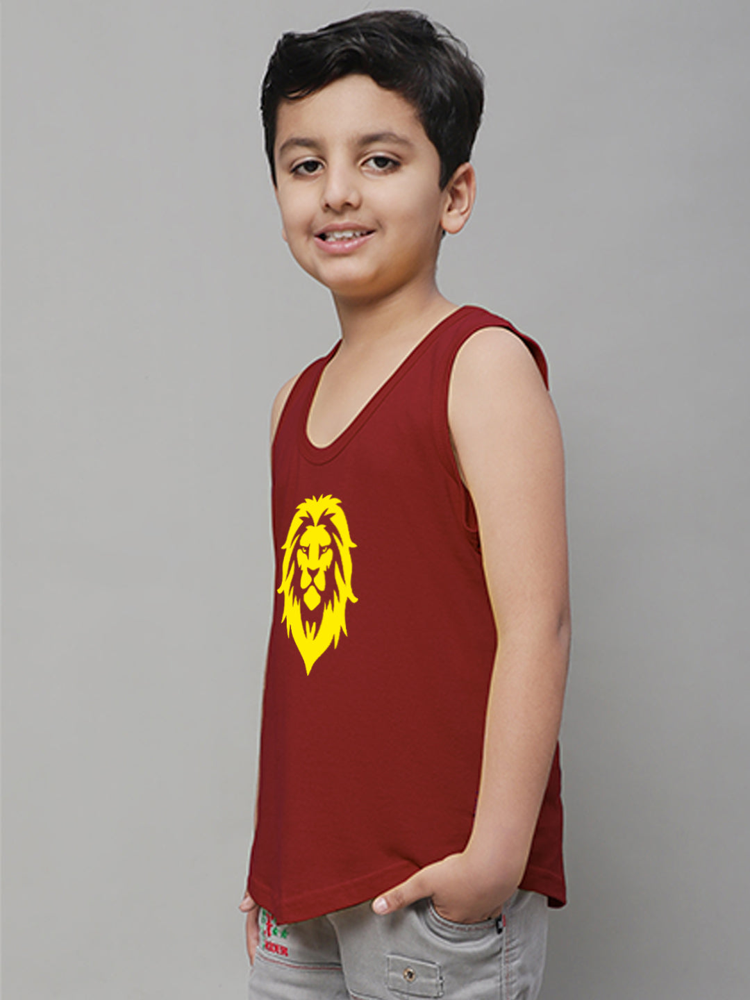 Boys Lion Printed Regular Fit Vest - Friskers