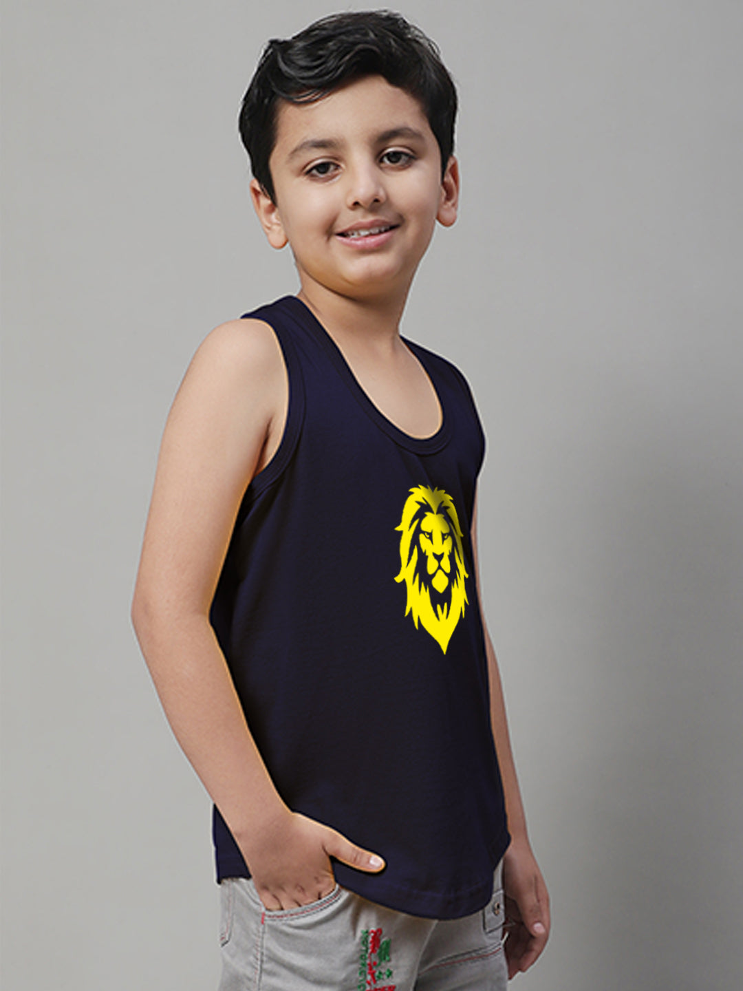 Boys Lion Printed Regular Fit Vest - Friskers