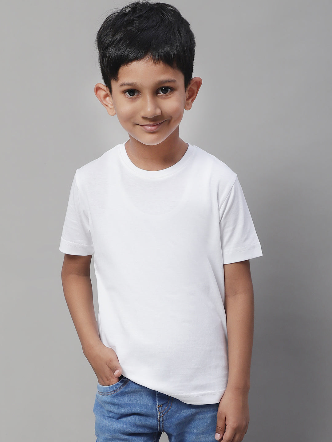 Pure Cotton Half Sleeves Round Neck 2-7Y Boys T-Shirt - Friskers