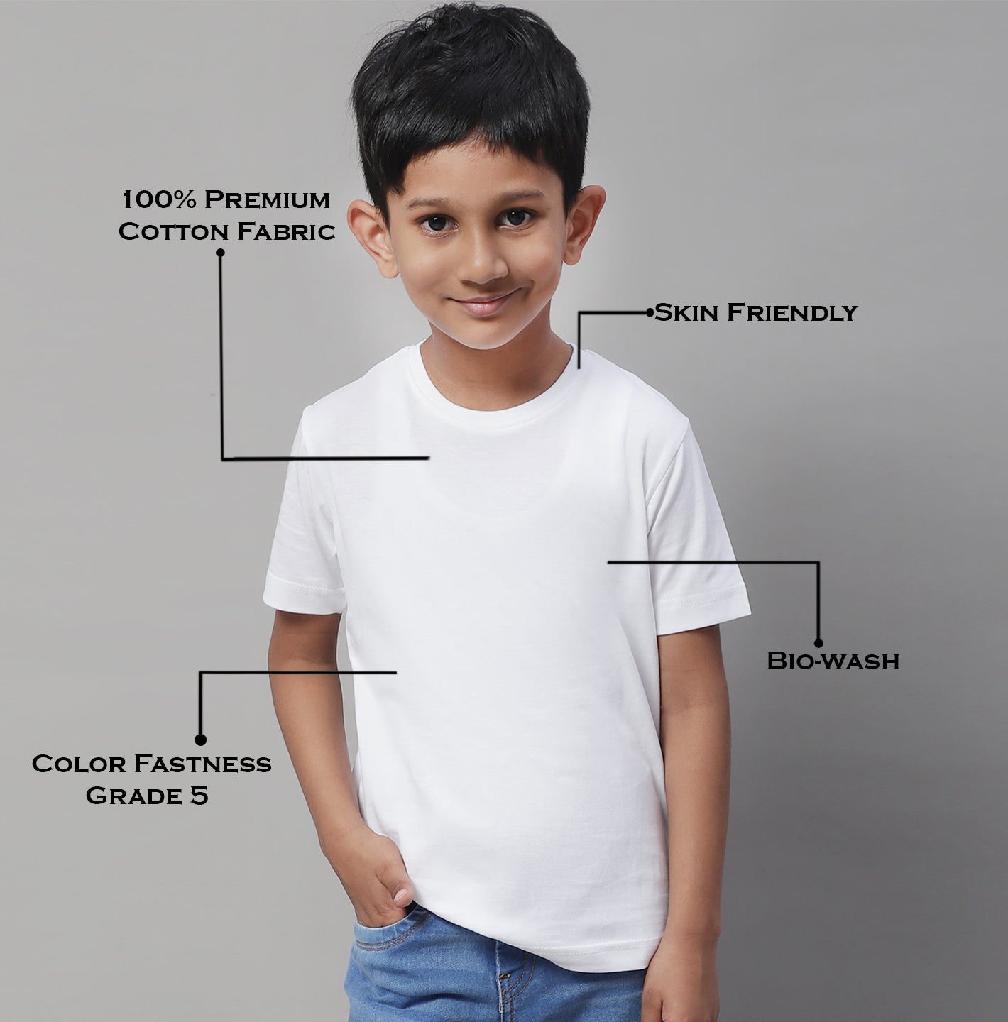 Pure Cotton Half Sleeves Round Neck 2-7Y Boys T-Shirt - Friskers