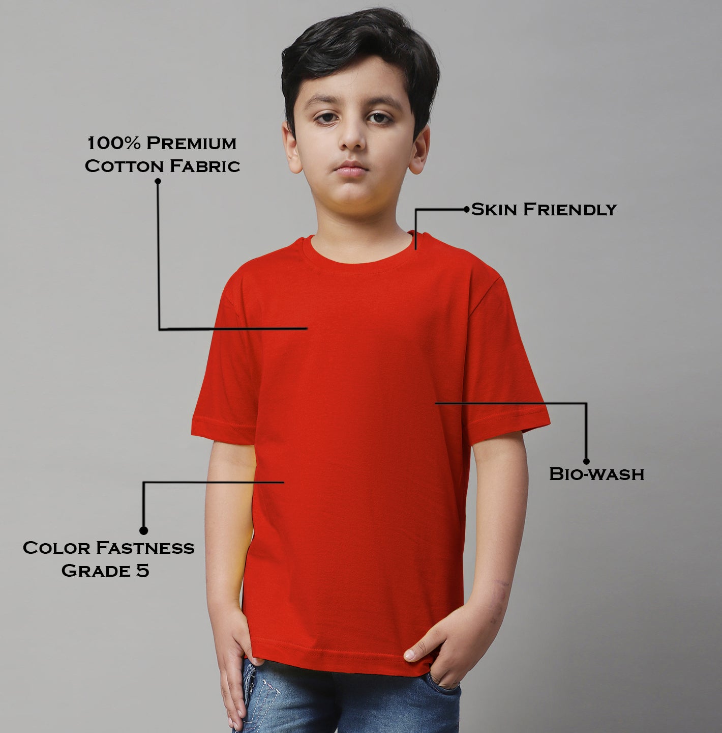 Pure Cotton Half Sleeves Round Neck 2-7Y Boys T-Shirt - Friskers