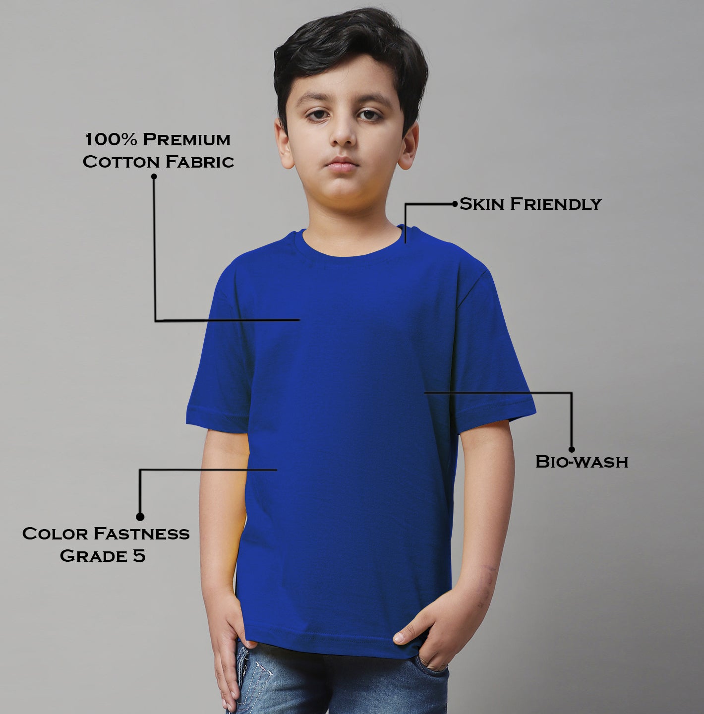 Pure Cotton Half Sleeves Round Neck 2-7Y Boys T-Shirt - Friskers