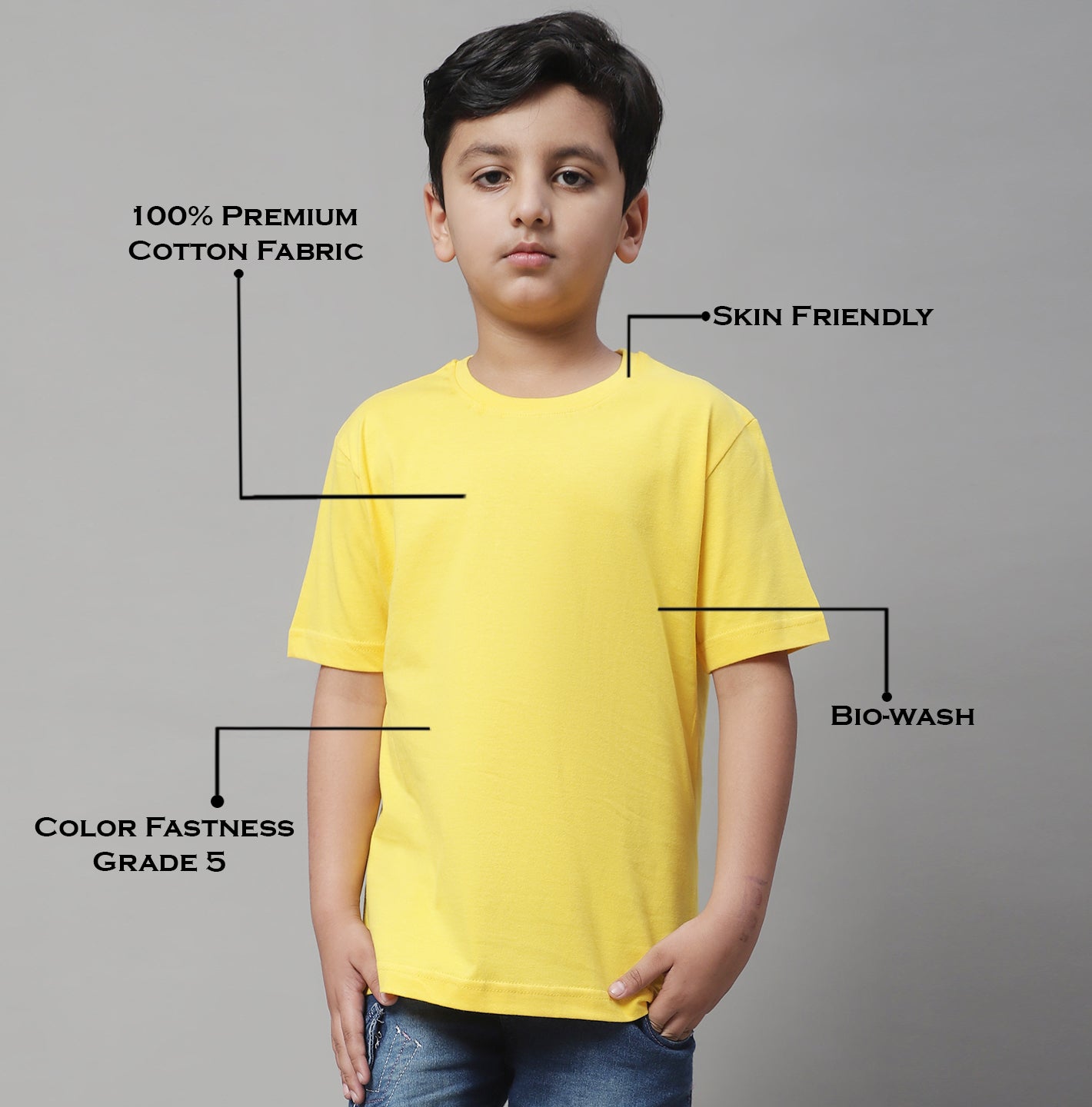 Pure Cotton Half Sleeves Round Neck 2-7Y Boys T-Shirt - Friskers