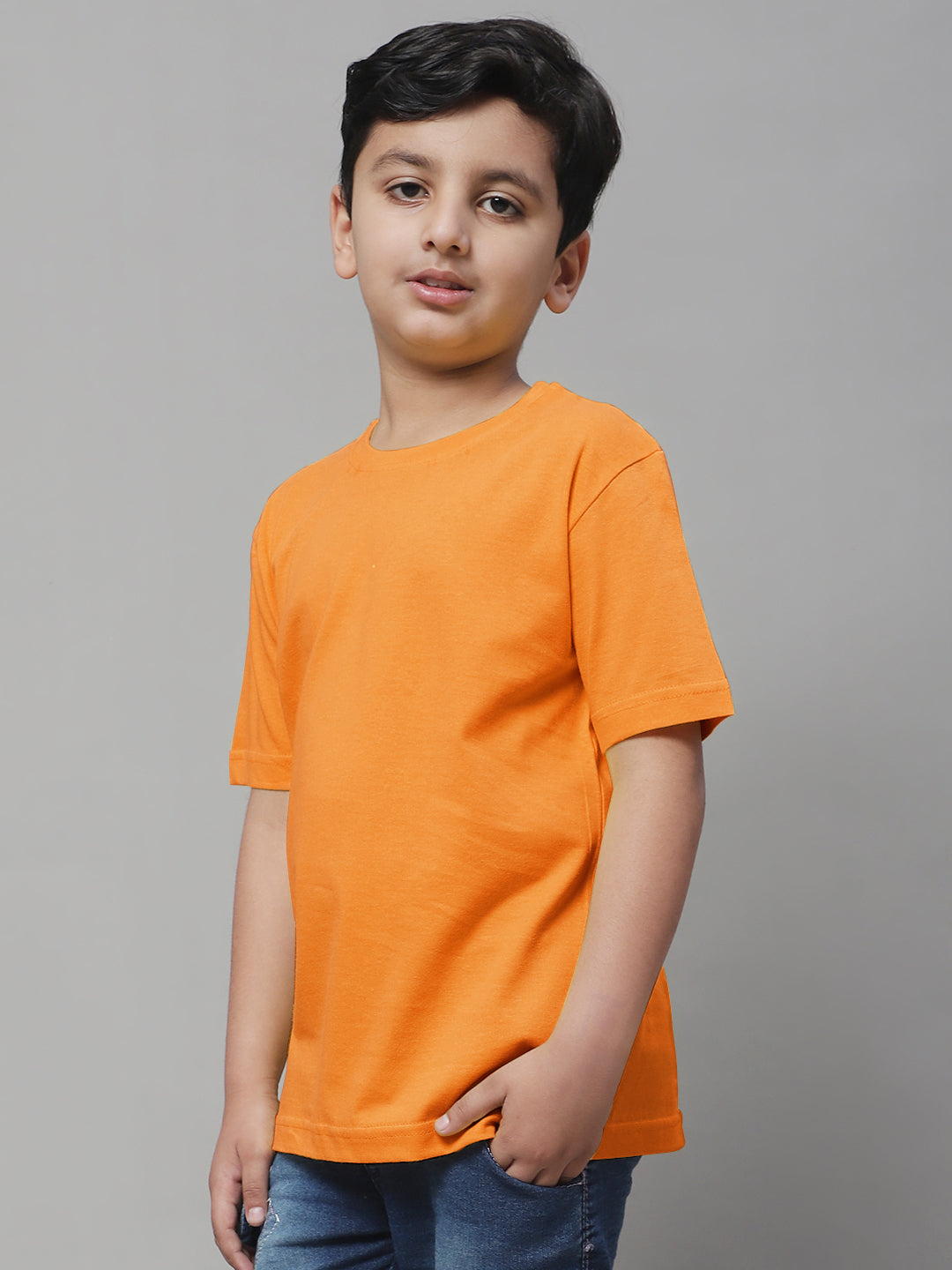 Pure Cotton Half Sleeves Round Neck 7-12Y Boys T-Shirt - Friskers