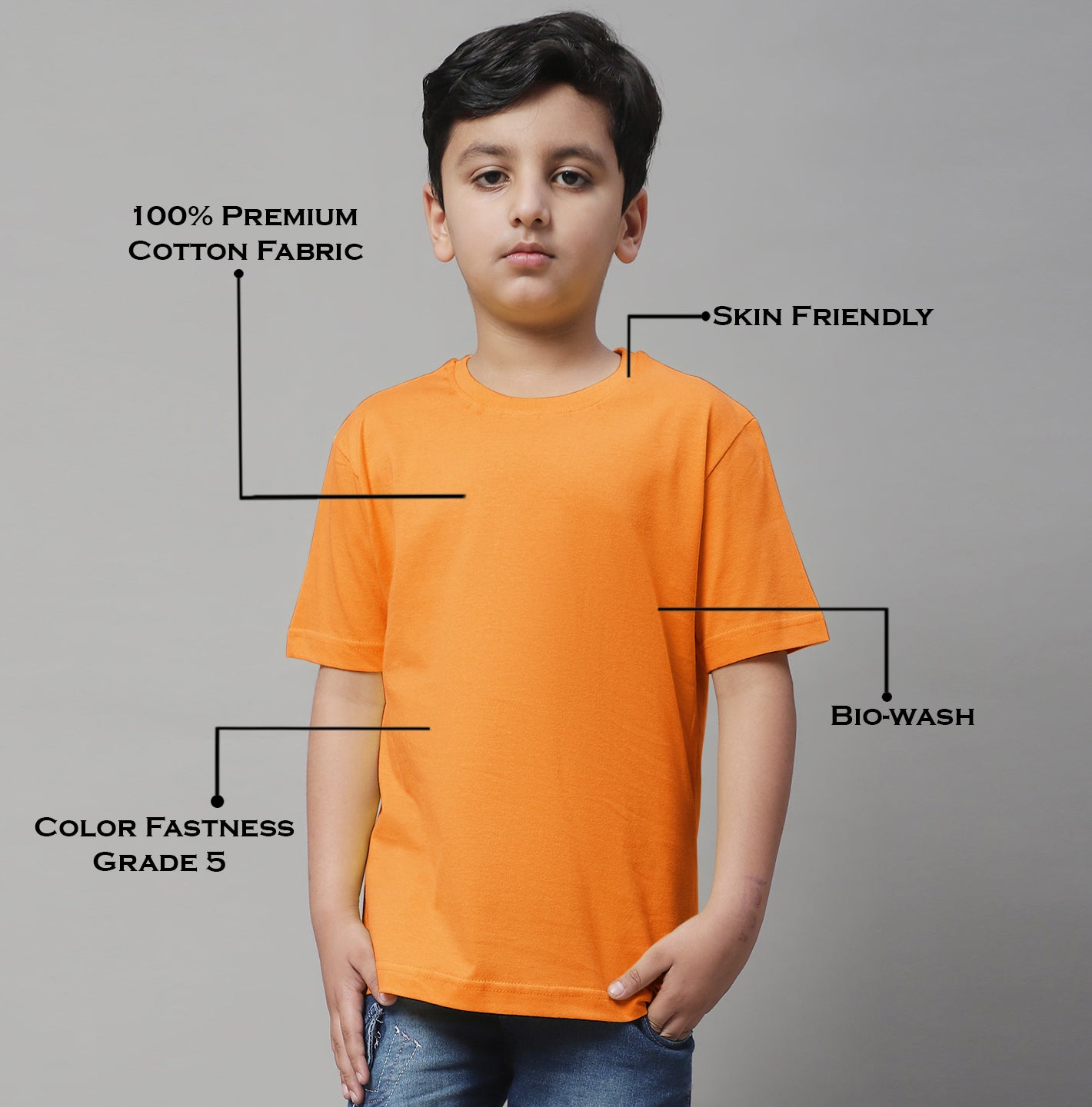 Pure Cotton Half Sleeves Round Neck 2-7Y Boys T-Shirt - Friskers