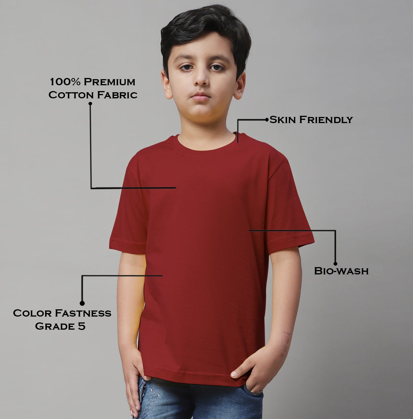 Pure Cotton Half Sleeves Round Neck 2-7Y Boys T-Shirt - Friskers