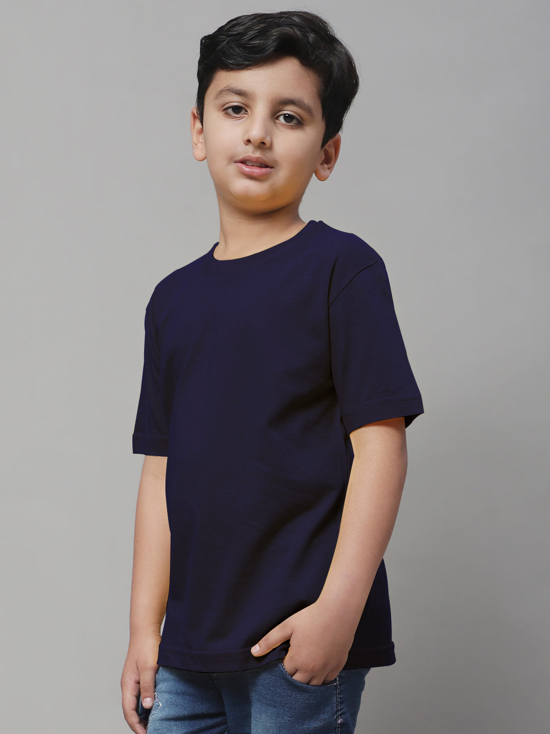 Pure Cotton Half Sleeves Round Neck 7-12Y Boys T-Shirt - Friskers