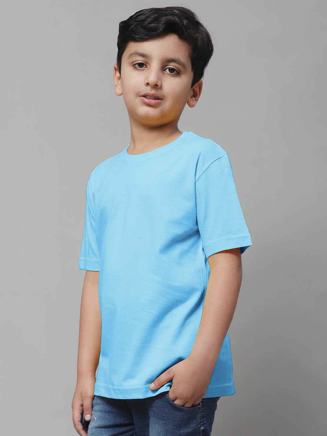 Pure Cotton Half Sleeves Round Neck 2-7Y Boys T-Shirt - Friskers