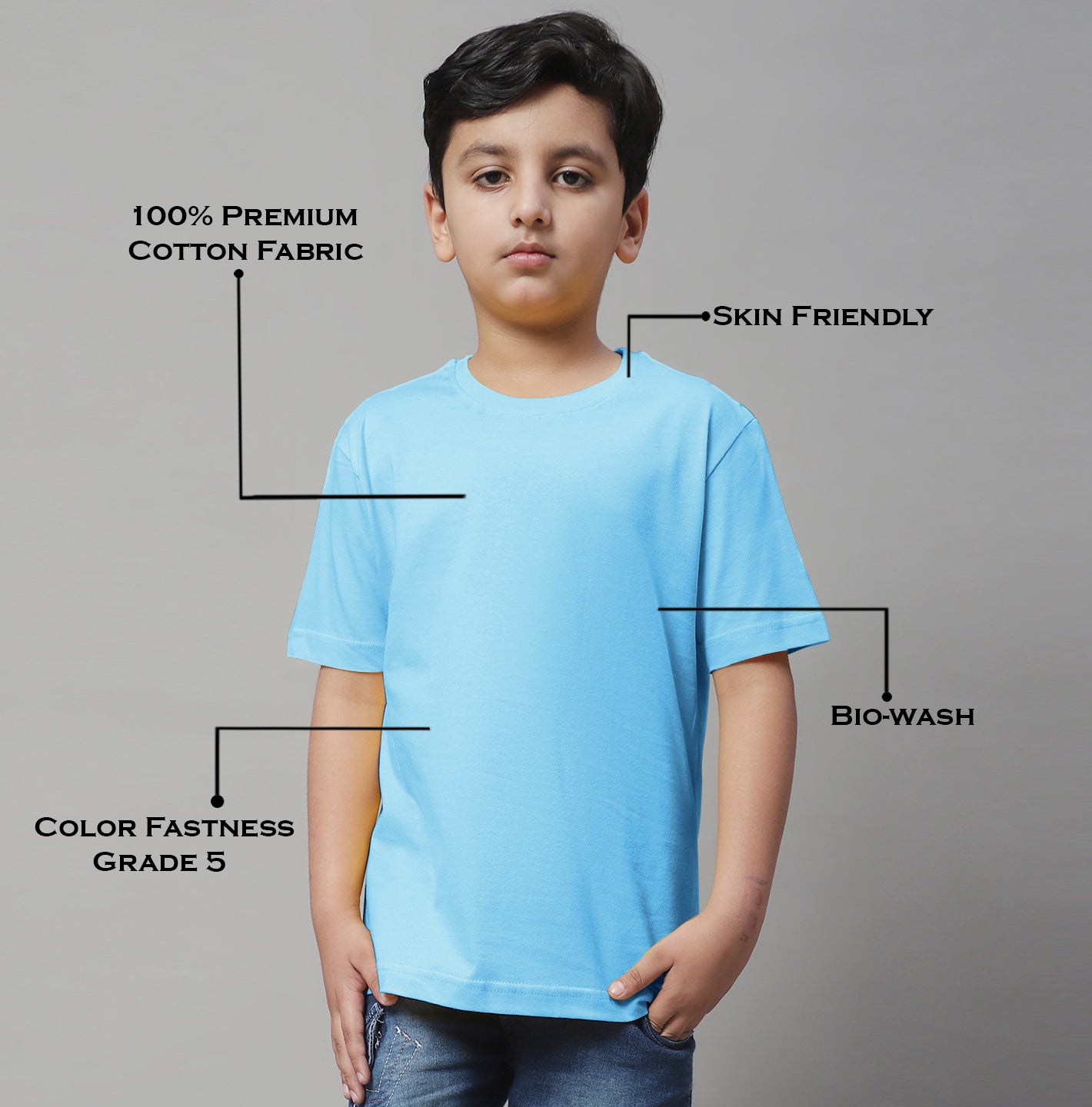 Pure Cotton Half Sleeves Round Neck 2-7Y Boys T-Shirt - Friskers