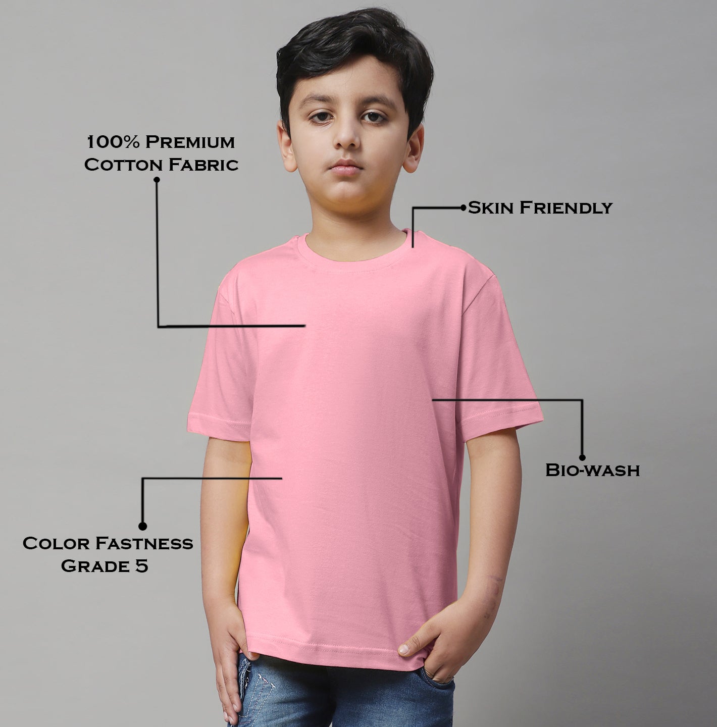 Pure Cotton Half Sleeves Round Neck 2-7Y Boys T-Shirt - Friskers