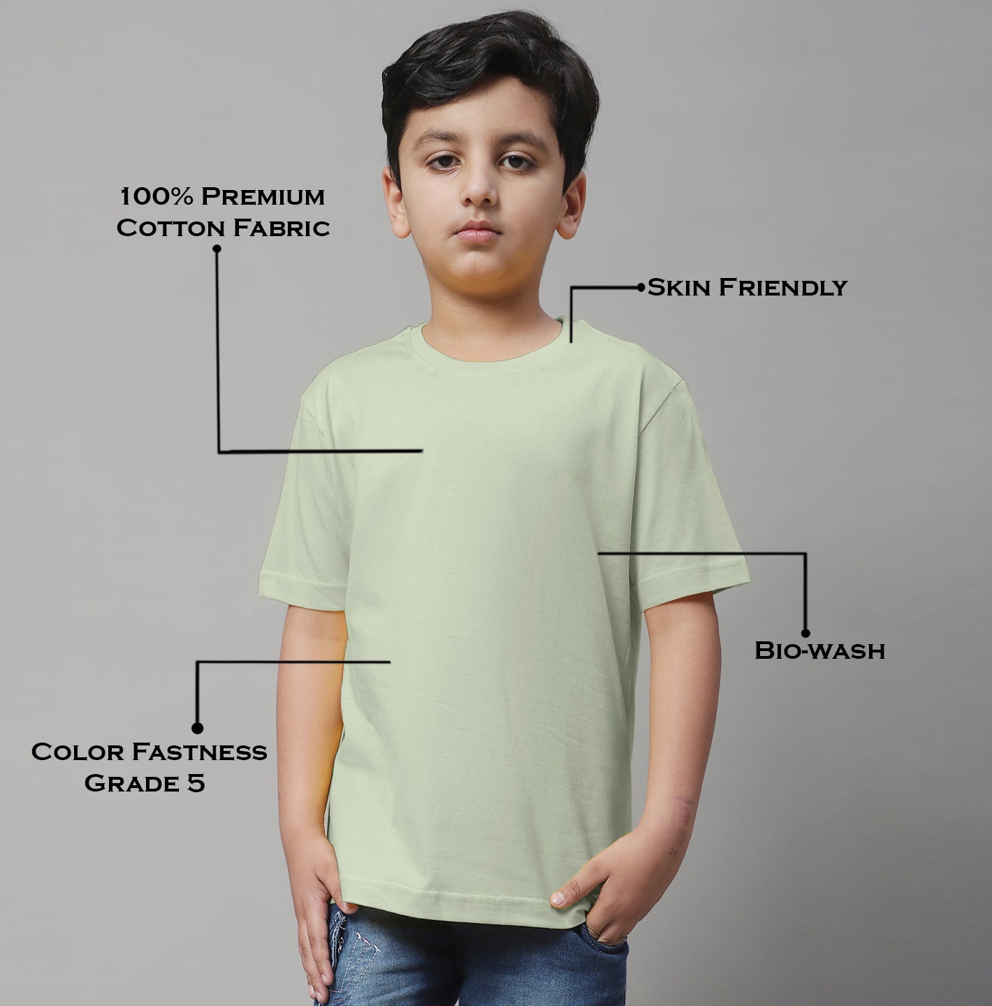 Pure Cotton Half Sleeves Round Neck 2-7Y Boys T-Shirt - Friskers