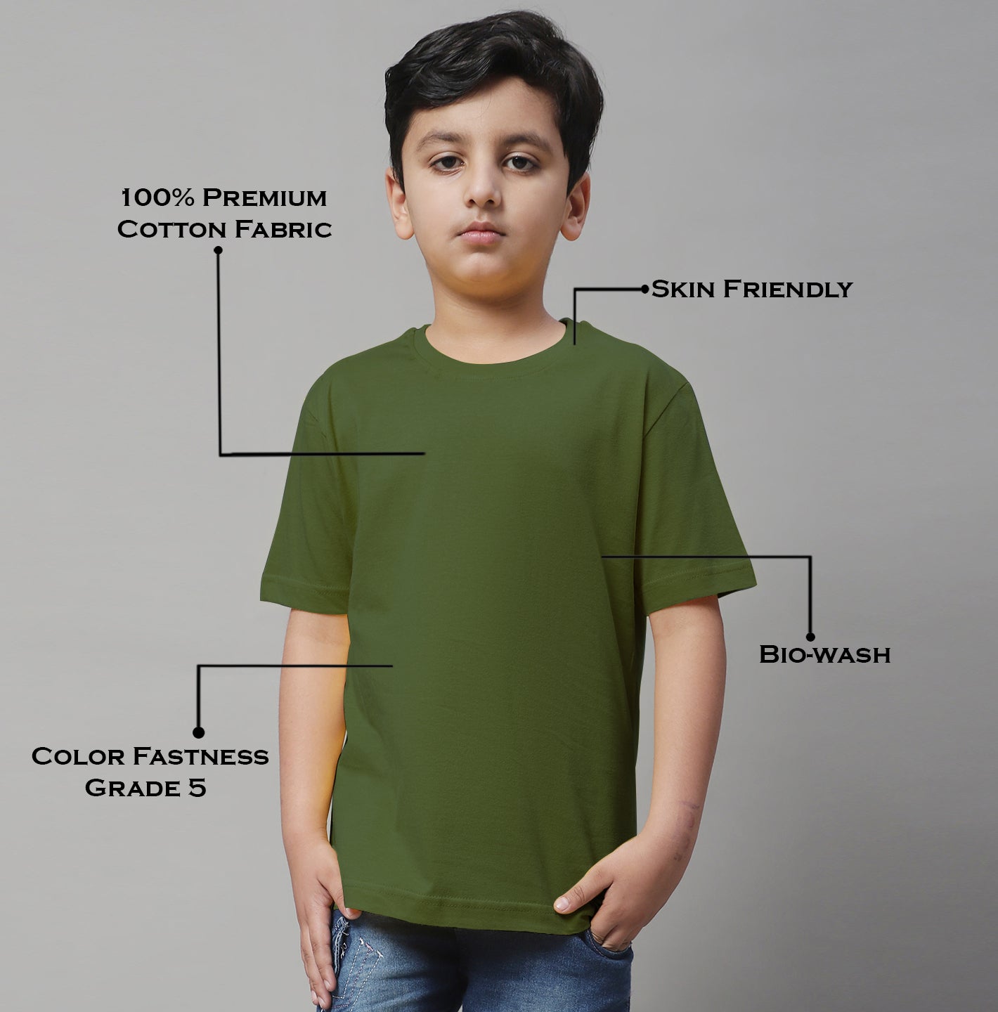 Pure Cotton Half Sleeves Round Neck 2-7Y Boys T-Shirt - Friskers