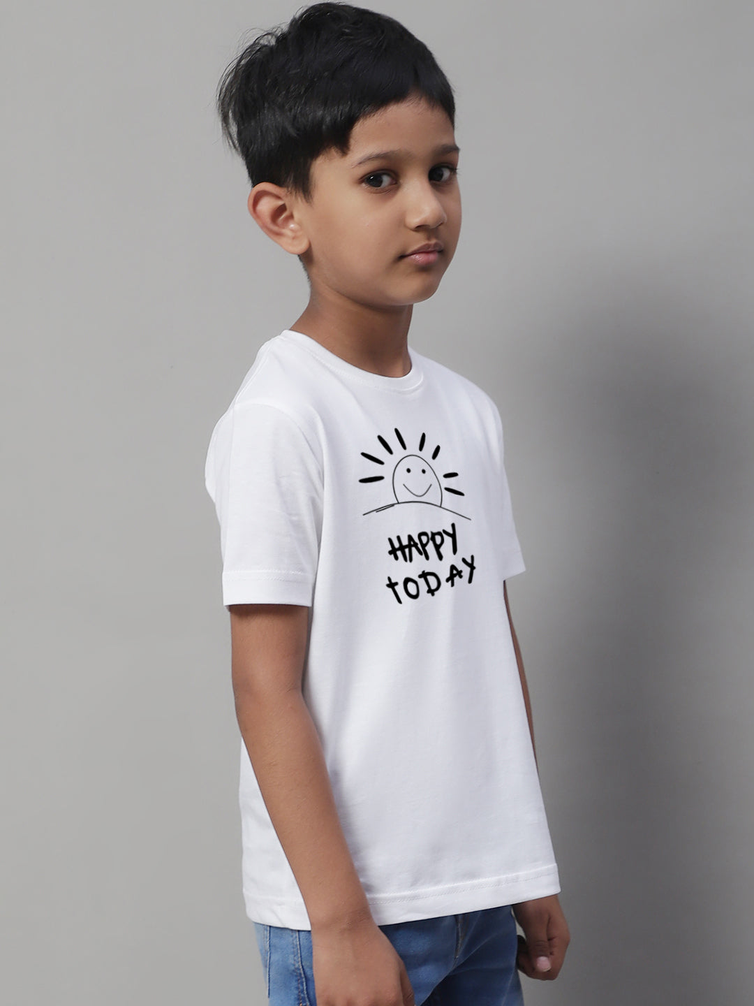 Boys Happy Today Casual Printed T-Shirt - Friskers