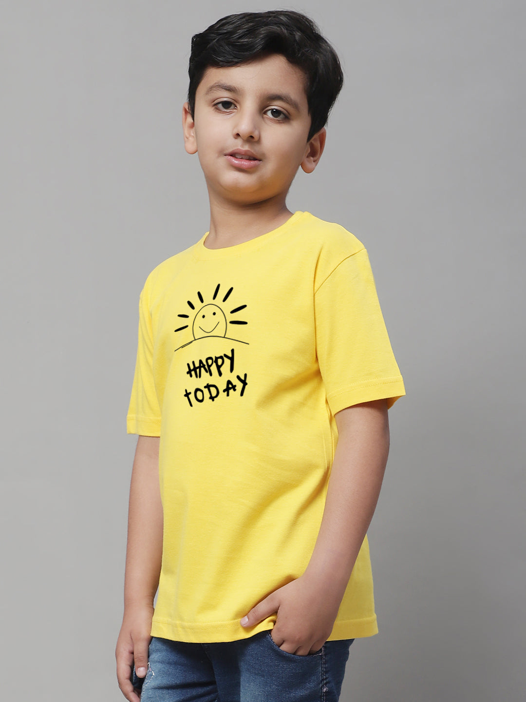 Boys Happy Today Casual Printed T-Shirt - Friskers