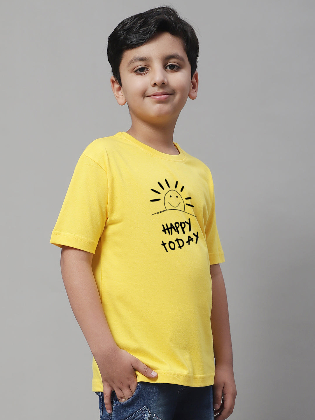 Boys Happy Today Casual Printed T-Shirt - Friskers