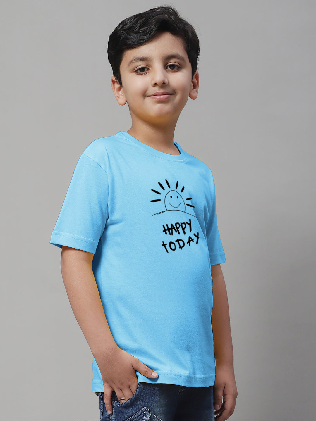 Boys Happy Today Casual Printed T-Shirt - Friskers