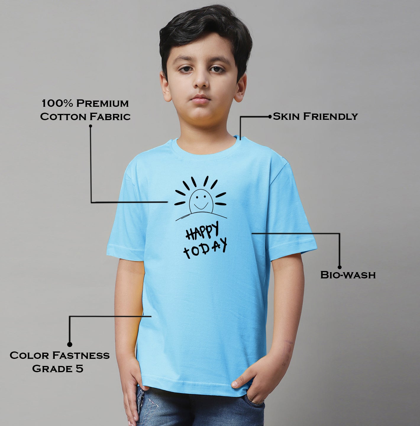 Boys Happy Today Casual Printed T-Shirt - Friskers