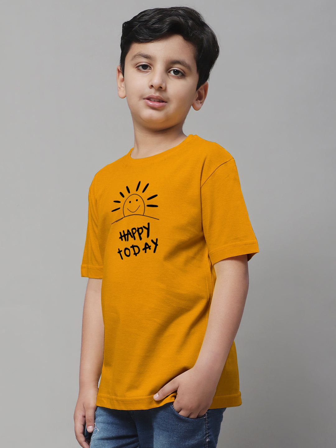 Boys Happy Today Casual Printed T-Shirt - Friskers