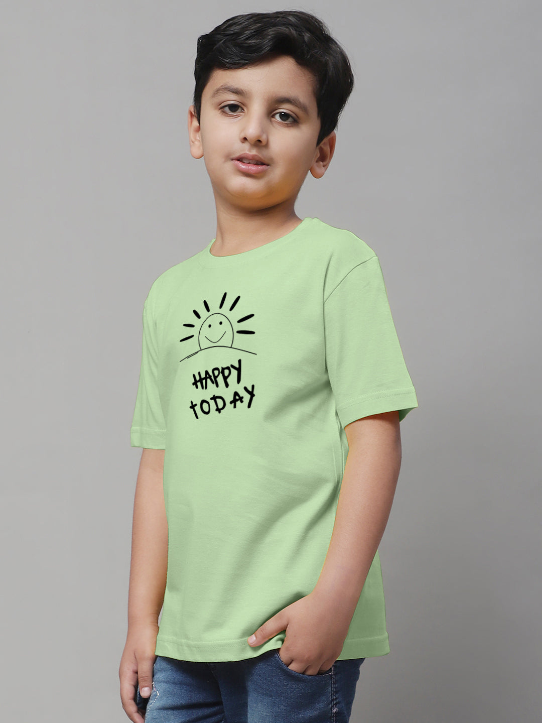 Boys Happy Today Casual Printed T-Shirt - Friskers