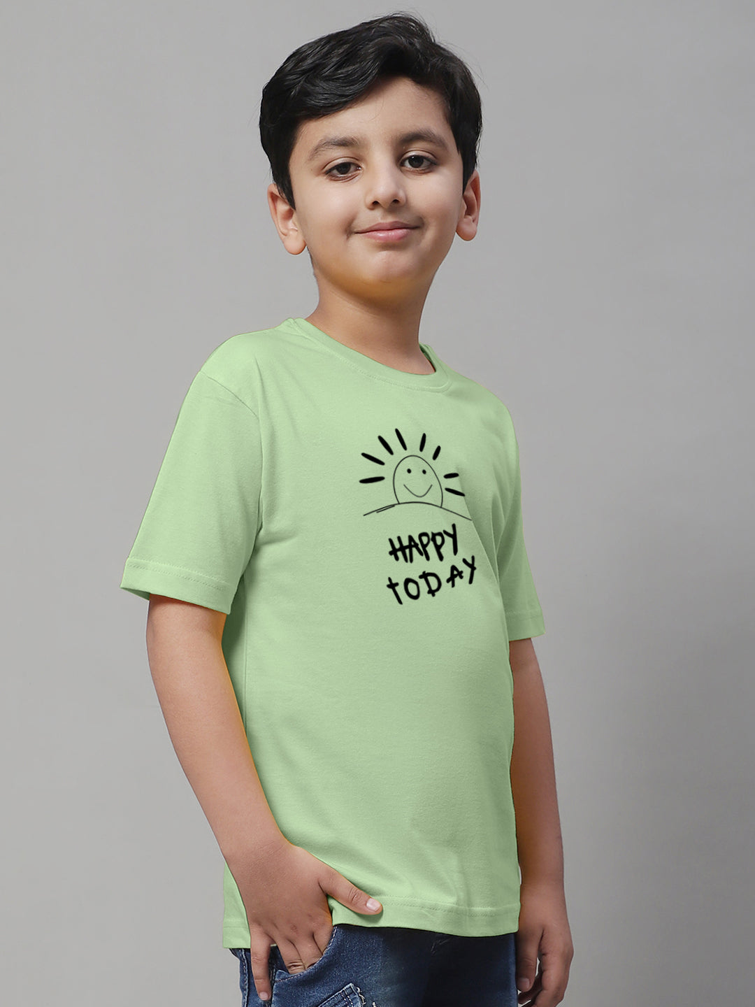 Boys Happy Today Casual Printed T-Shirt - Friskers