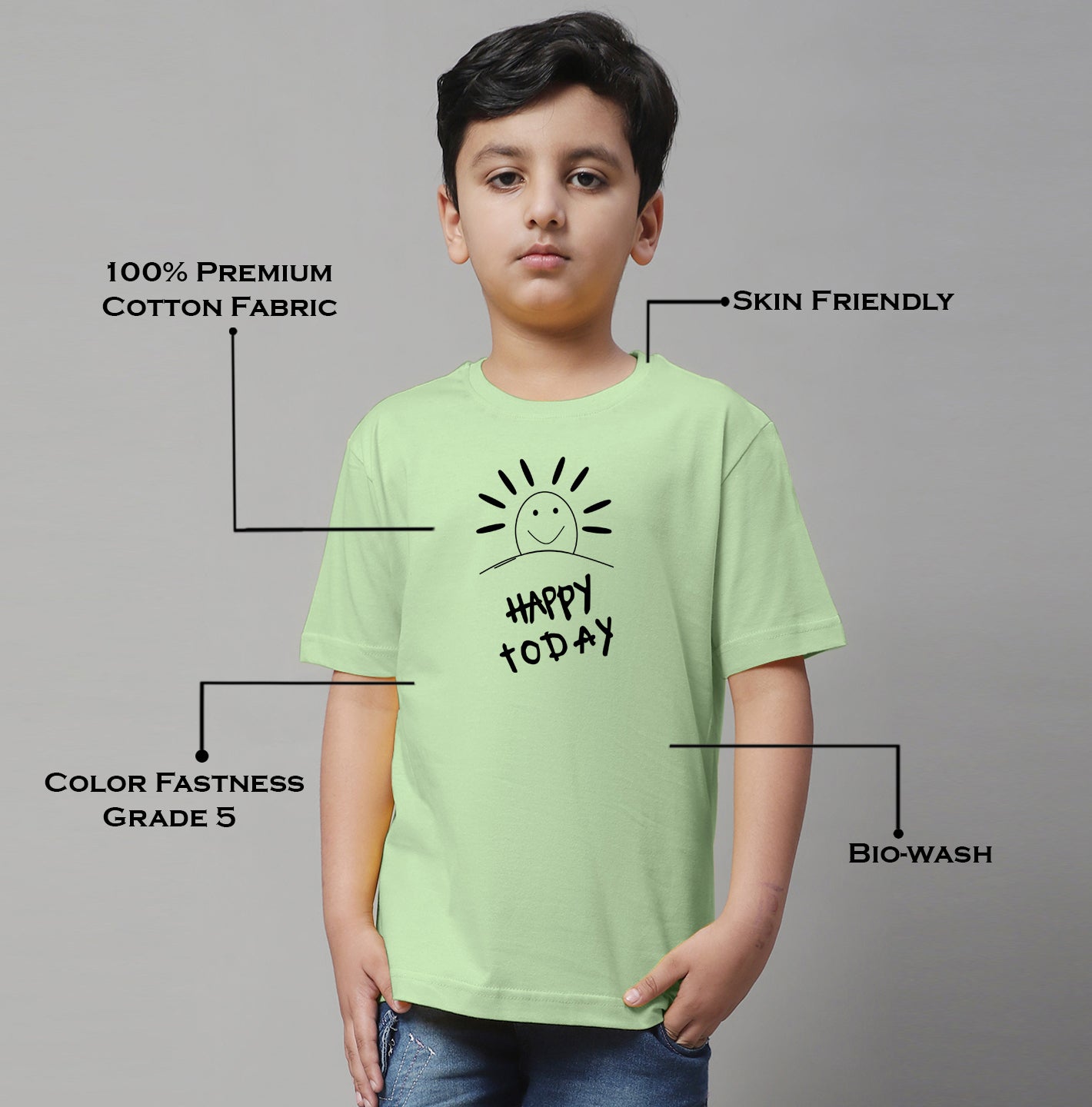 Boys Happy Today Casual Printed T-Shirt - Friskers
