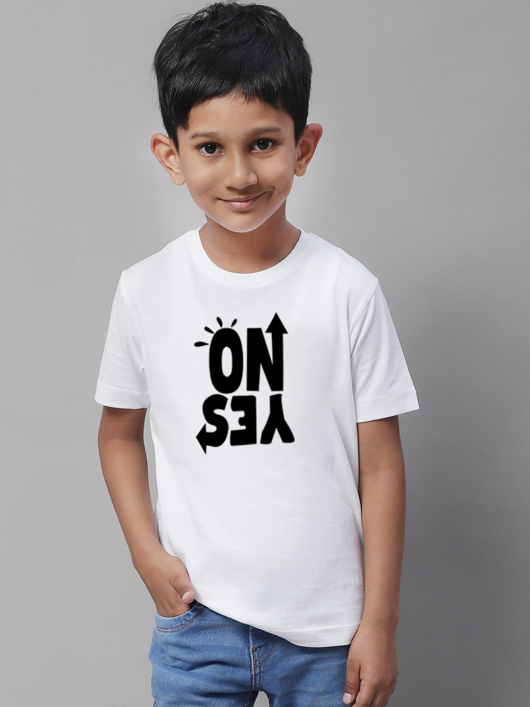 Boys No Yes Casual Printed Cotton T-Shirt - Friskers