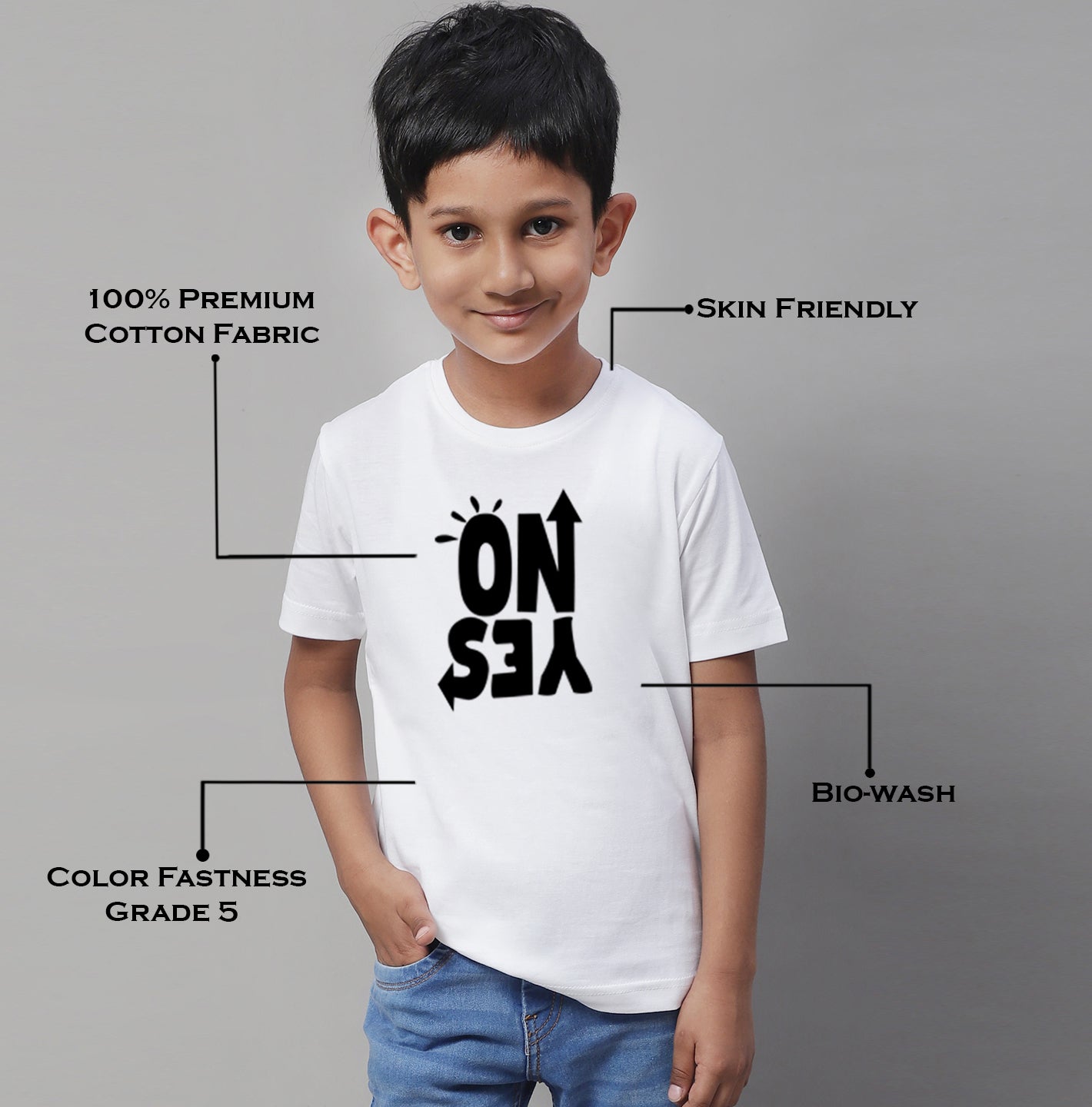 Boys No Yes Casual Printed Cotton T-Shirt - Friskers