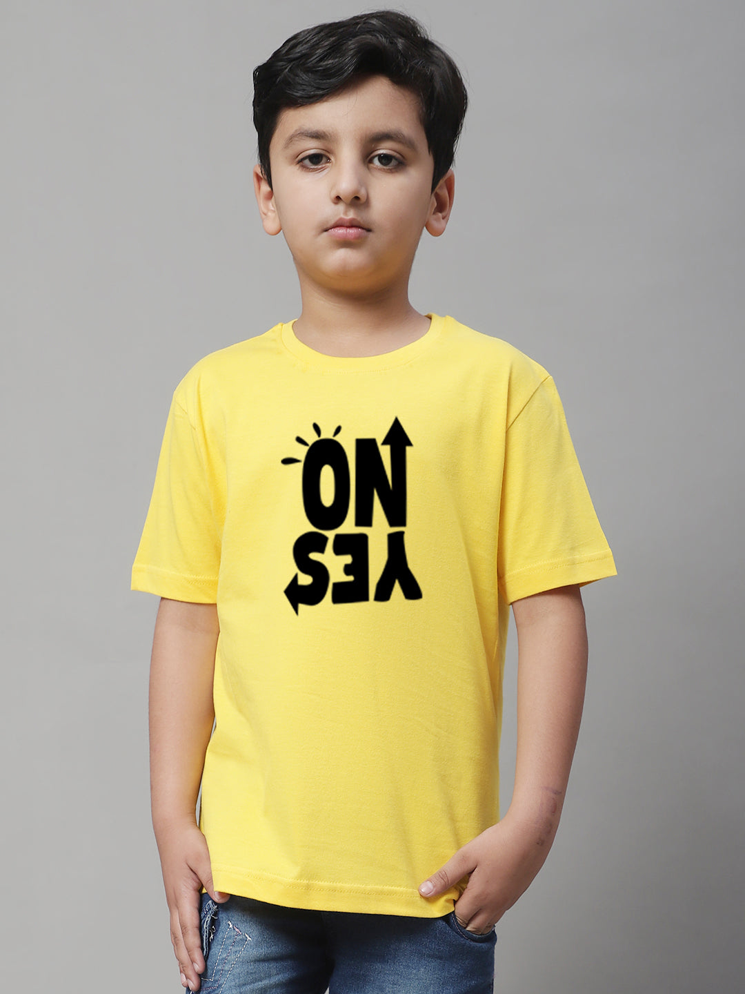 Boys No Yes Casual Printed Cotton T-Shirt - Friskers