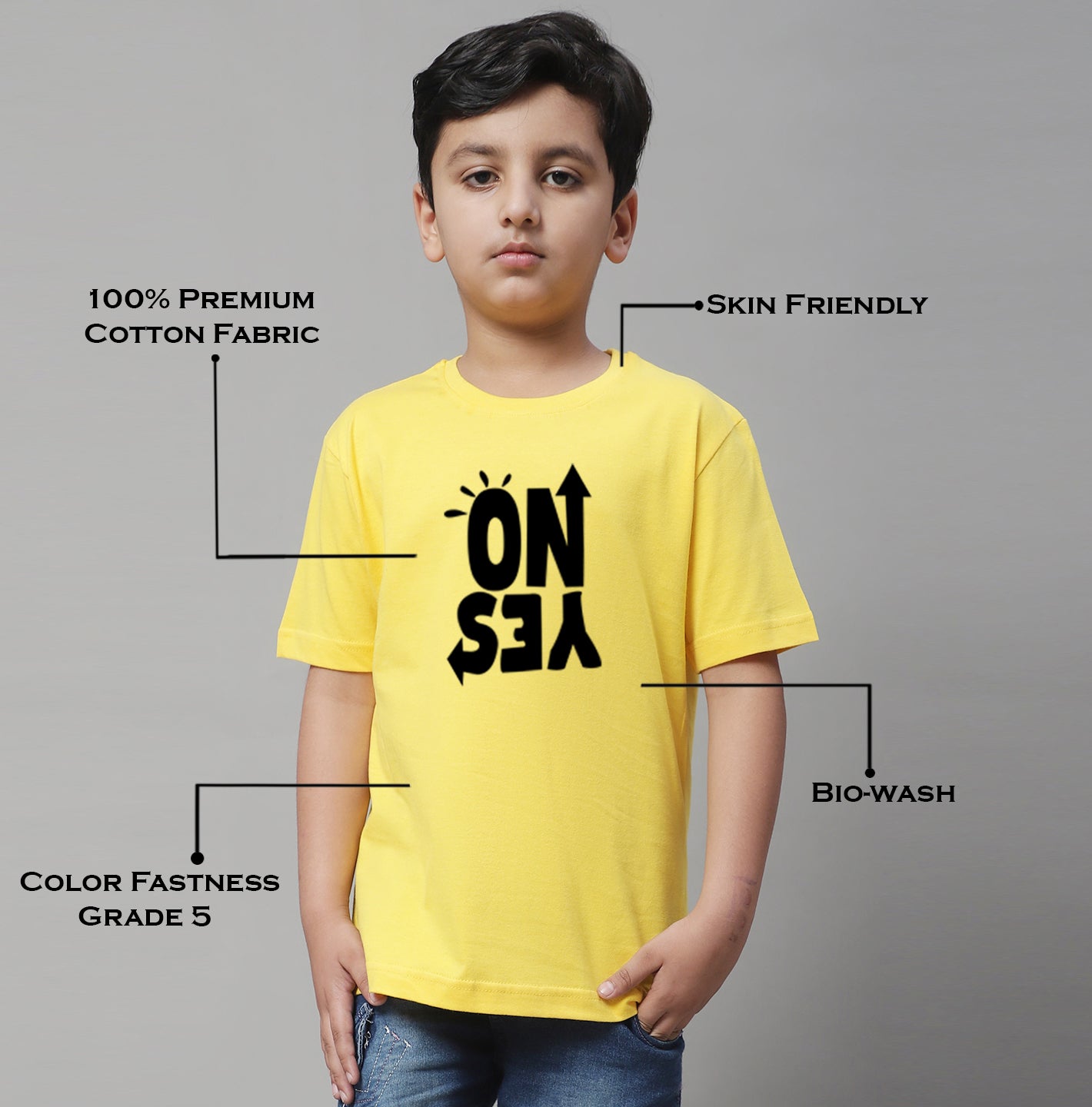 Boys No Yes Casual Printed Cotton T-Shirt - Friskers