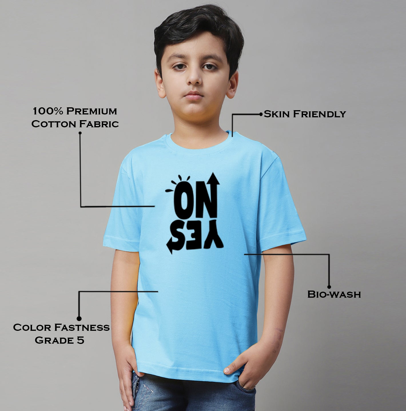 Boys No Yes Casual Printed Cotton T-Shirt - Friskers