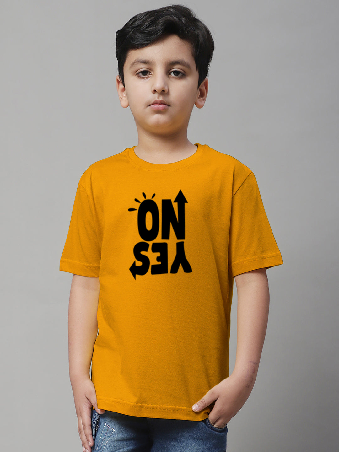 Boys No Yes Casual Printed Cotton T-Shirt - Friskers