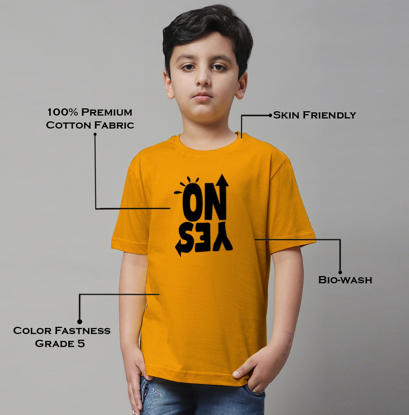 Boys No Yes Casual Printed Cotton T-Shirt - Friskers
