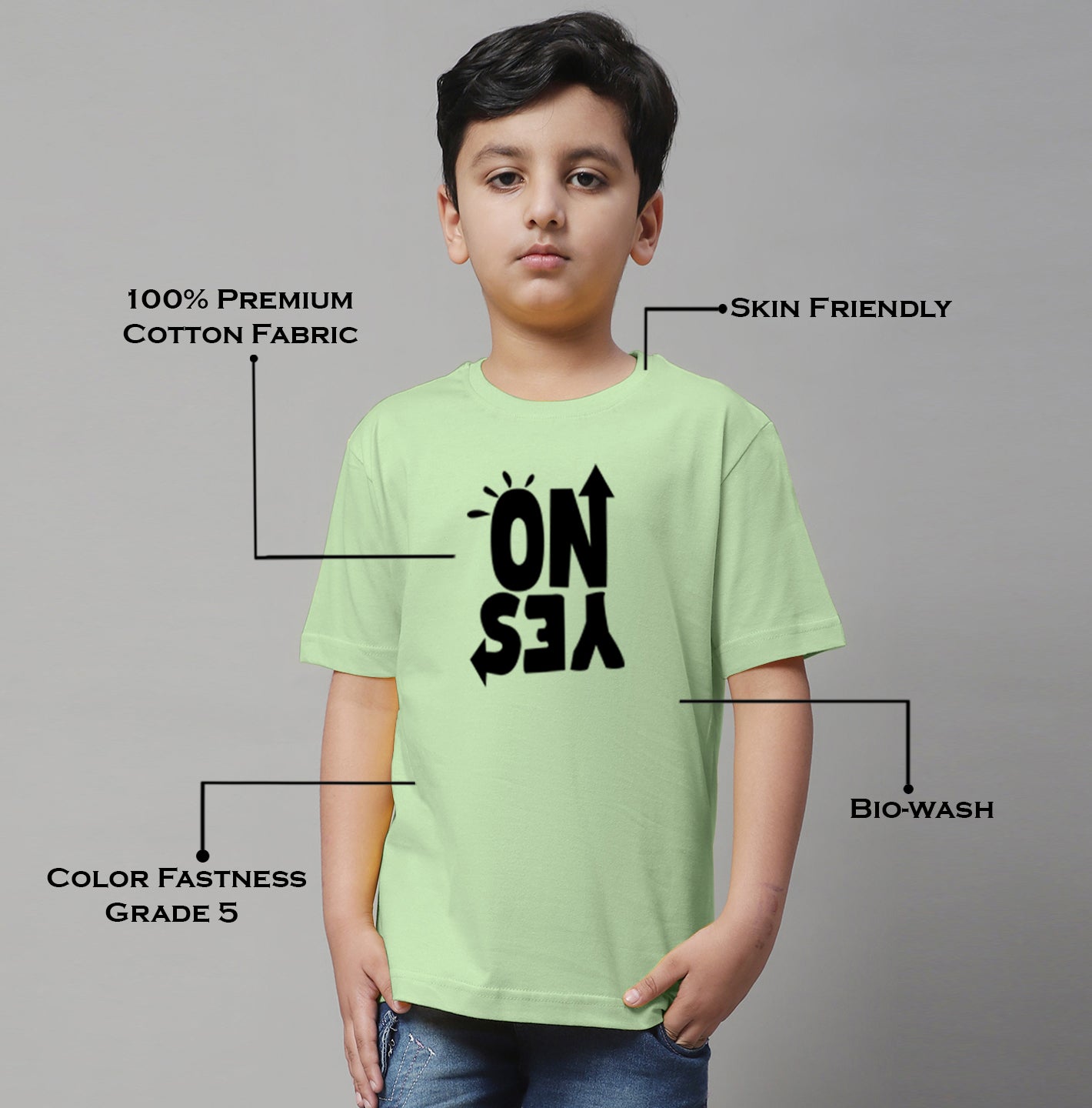 Boys No Yes Casual Printed Cotton T-Shirt - Friskers