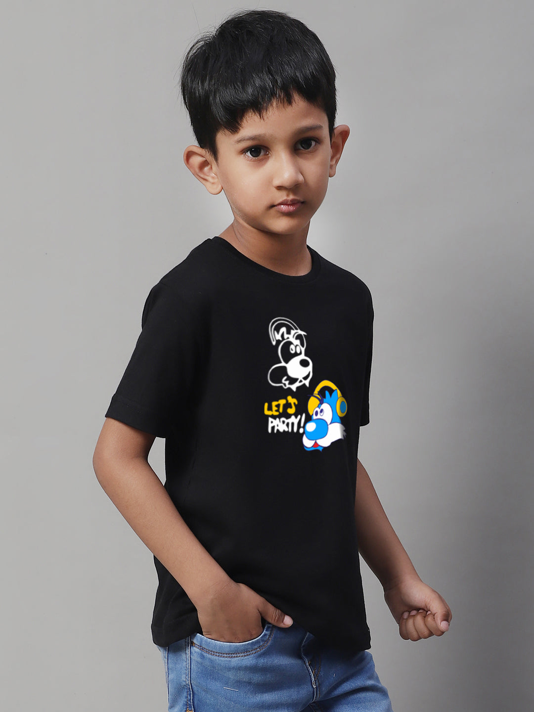 Boys Lets Party Regular Fit Printed T-Shirt - Friskers